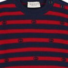 Baby Boys Navy Blue & Red Logo Striped Jumper, 1, hi-res