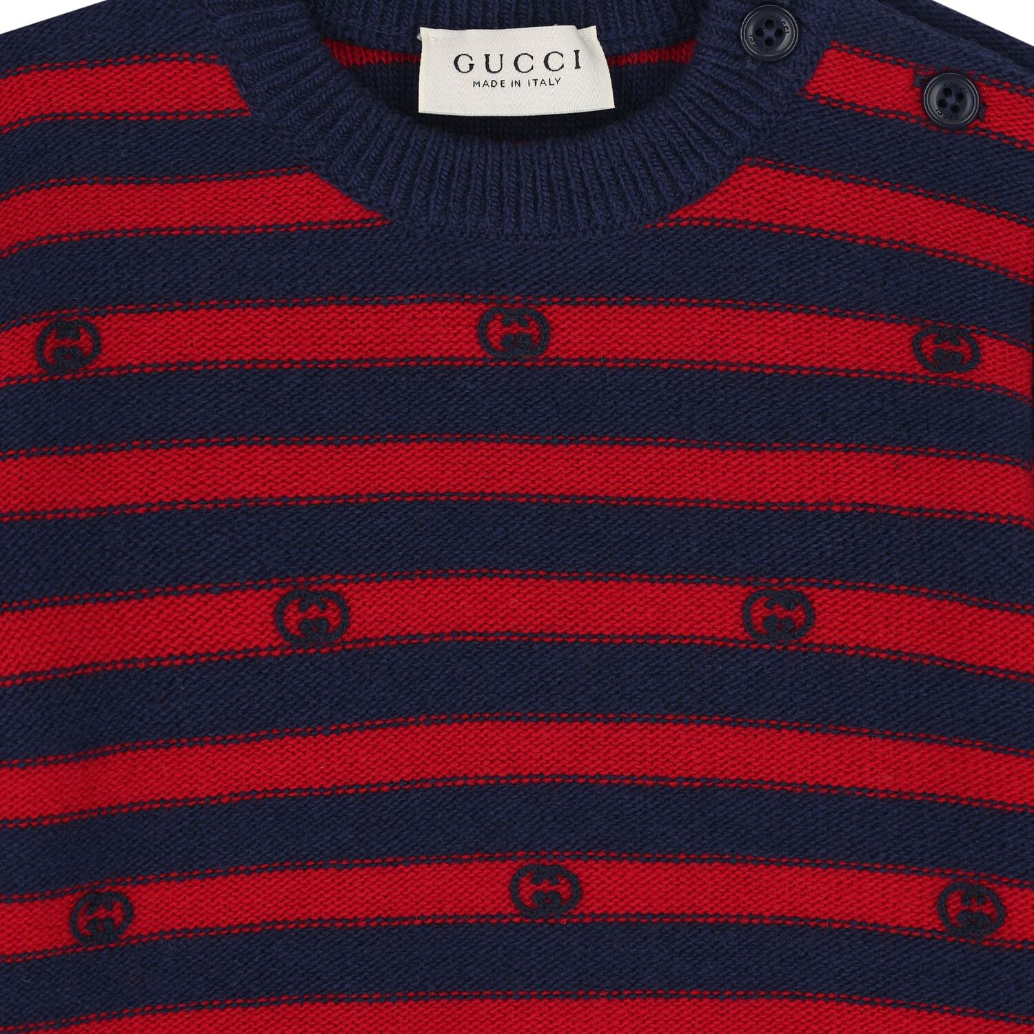 Baby Boys Navy Blue & Red Logo Striped Jumper, 1, hi-res