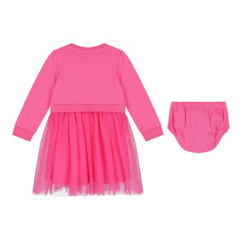 Baby Girls Pink Logo Tulle Dress Set