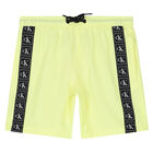 Boys Light Yellow Logo Swim Shorts, 1, hi-res
