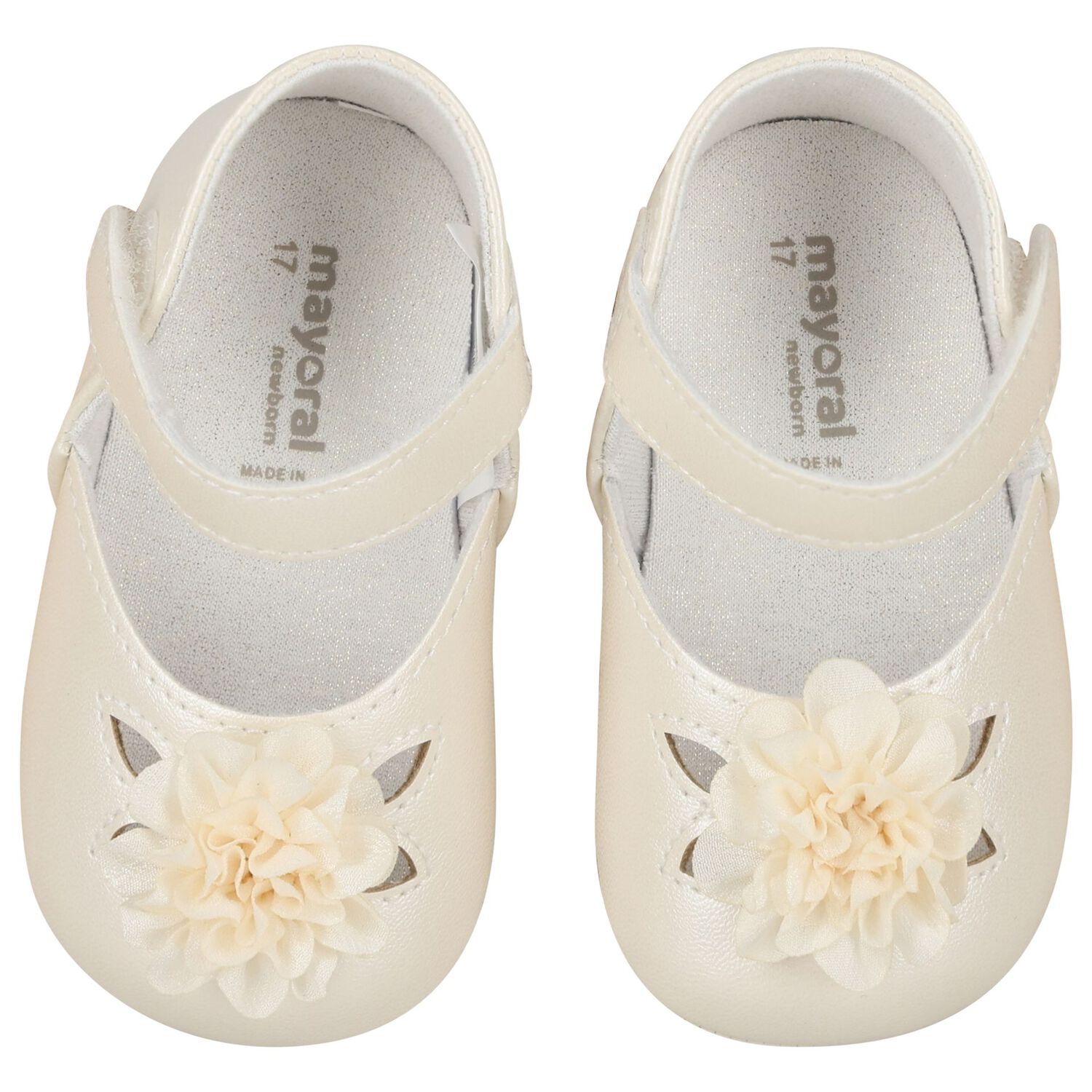 Baby Girls Ivory Flower Pre Walker Shoes, 2, hi-res