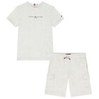 Boys Grey Logo Shorts Set, 2, hi-res