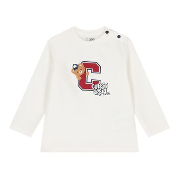 Baby Boys Ivory Teddy Bear Long Sleeve Top