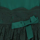 Girls Green Satin & Lace Dress, 1, hi-res