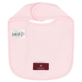 Baby Girls Pink & Gold Logo Bib