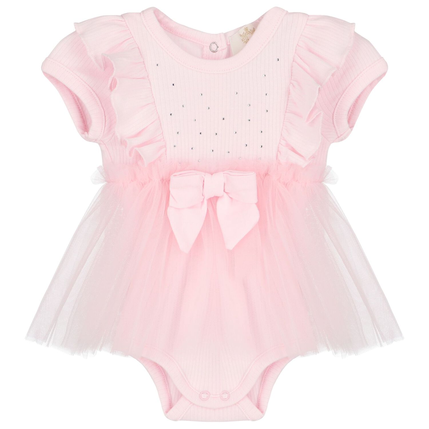 طقم بنات فستان بودي سوت باللون الزهري, 1, hi-res