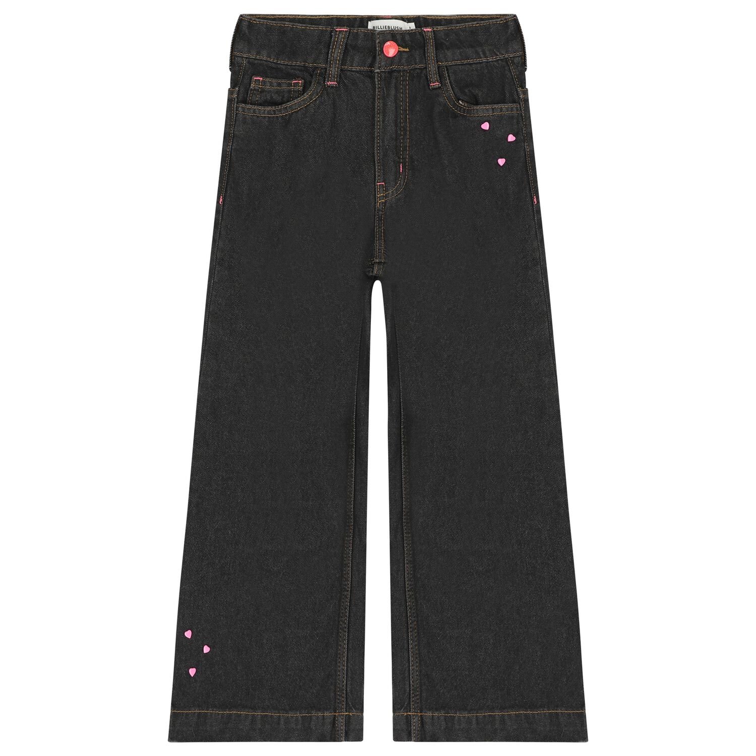بنطلون جينز دينم باللون الأسود للبنات, 1, hi-res