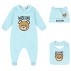 Blue Teddy Bear Logo Babygrow Gift Set, 4, hi-res
