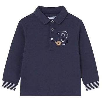 Younger Boys White Teddy Bear Polo Shirt