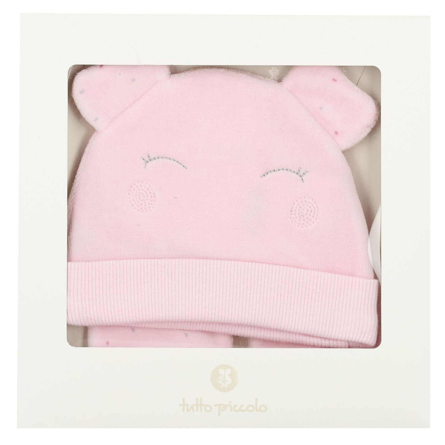 Baby Girls Pink Hat & Mitten Set, 2, hi-res image number null