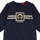 Baby Boys Navy Blue & Gold Logo Romper, 2, hi-res