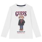 توب اولاد باكمام طويله بطبعه تيدى بير باللون الابيض, 1, hi-res