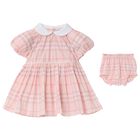 Baby Girls Pink & White Check Dress Set, 1, hi-res