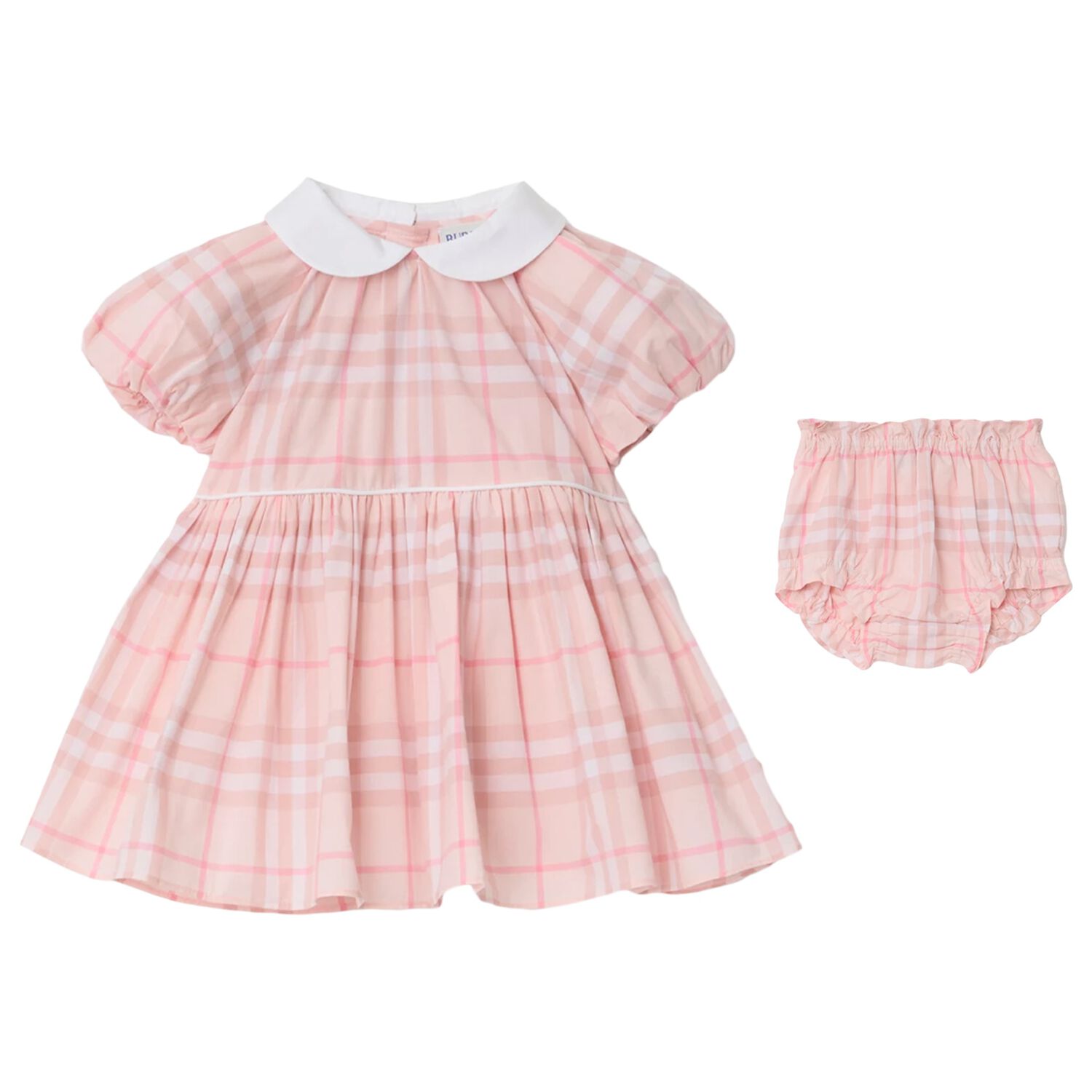 Baby Girls Pink & White Check Dress Set, 1, hi-res