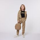 Girls Beige Logo Joggers, 1, hi-res