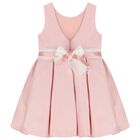 Girls Pink Floral Satin Dress, 1, hi-res