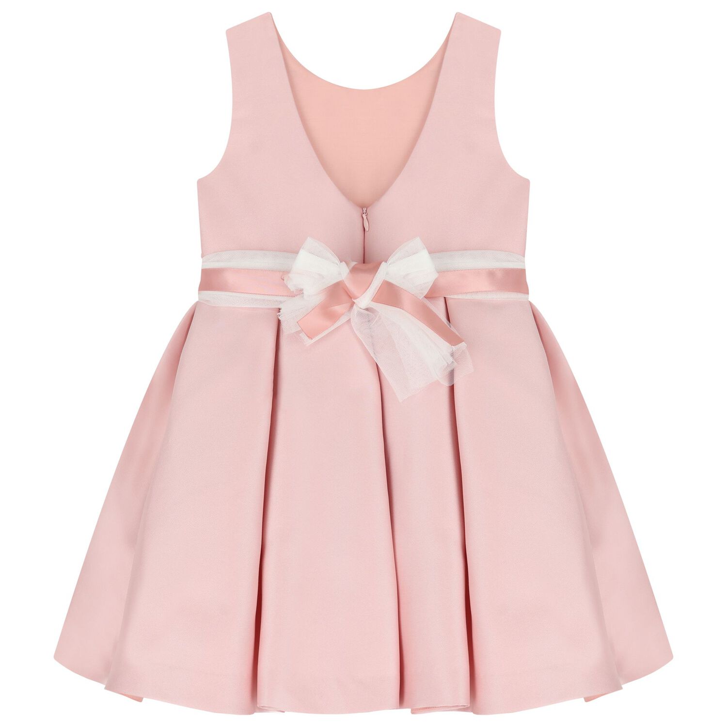 Girls Pink Floral Satin Dress, 1, hi-res