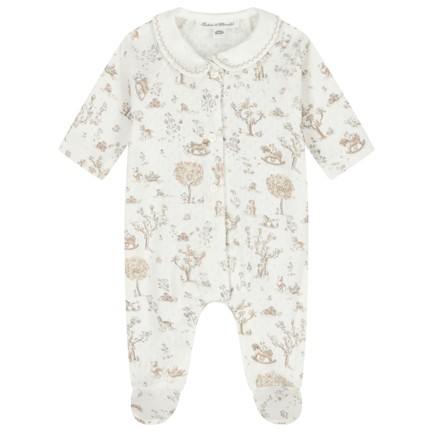Ivory & Beige Teddy Bear Babygrow, 1, hi-res