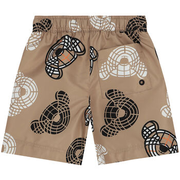 Younger Boys Beige Thomas Bear Swim Shorts