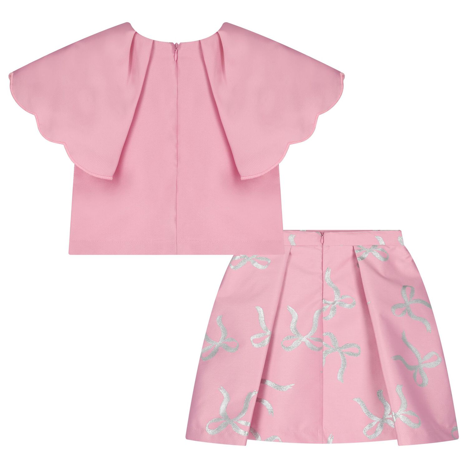 Girls Pink Bow Skirt Set, 1, hi-res
