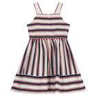 فستان بنات مخطط باللون الابيض والكحلى, 1, hi-res