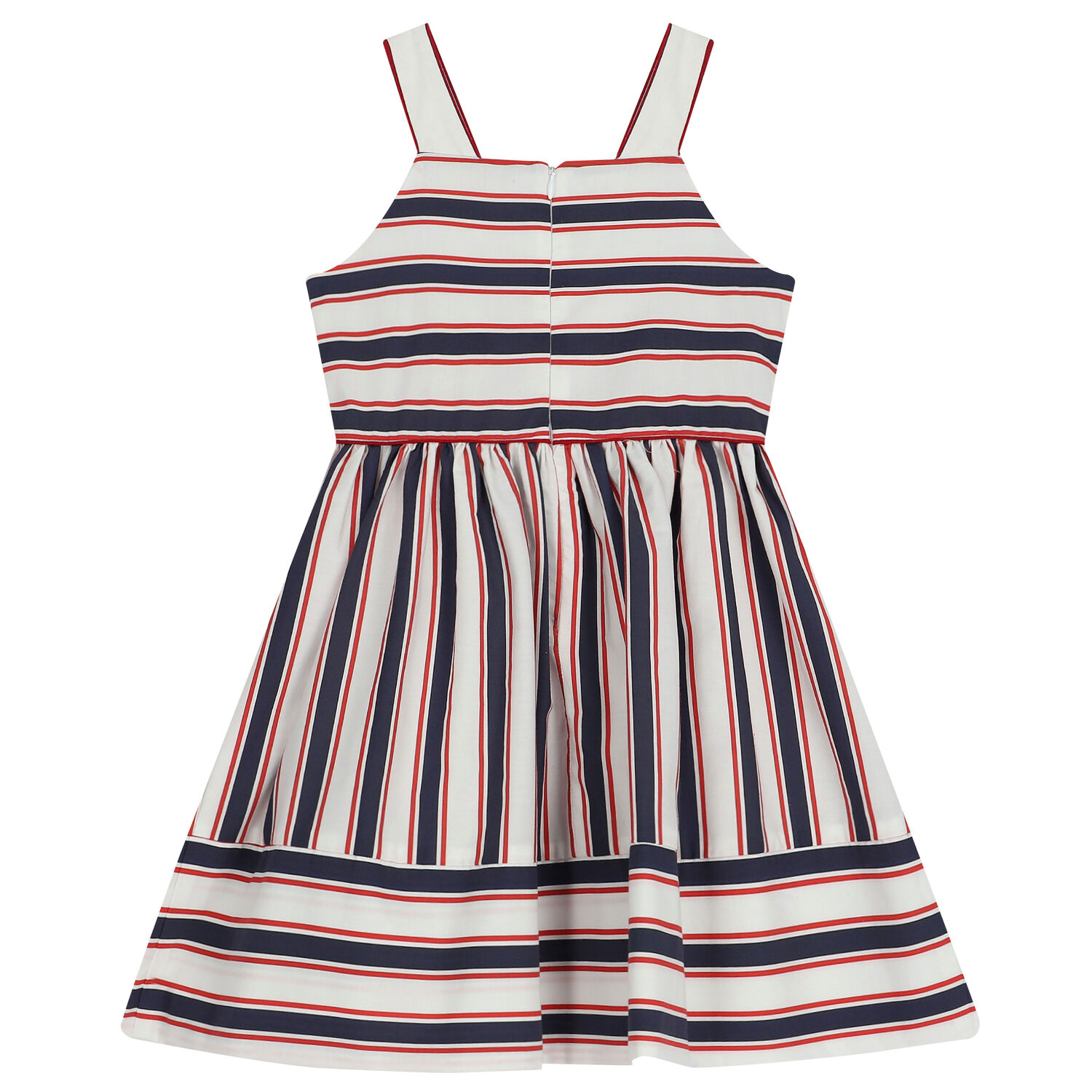فستان بنات مخطط باللون الابيض والكحلى, 1, hi-res