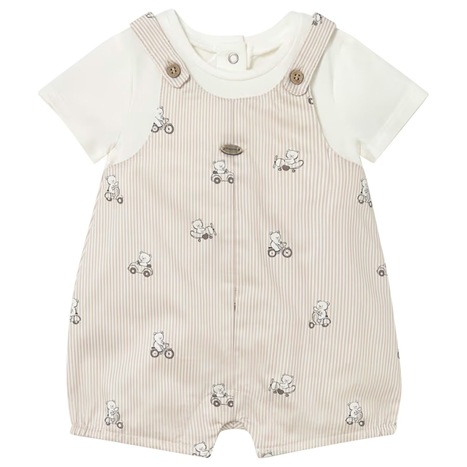 Baby Boys White & Beige Romper, 2, hi-res