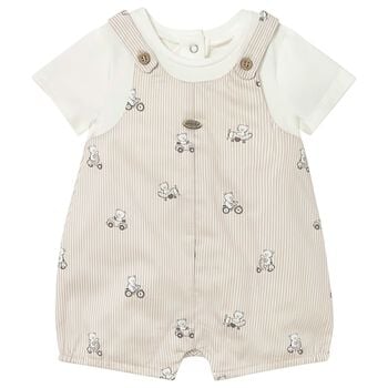 Baby Boys White & Beige Romper
