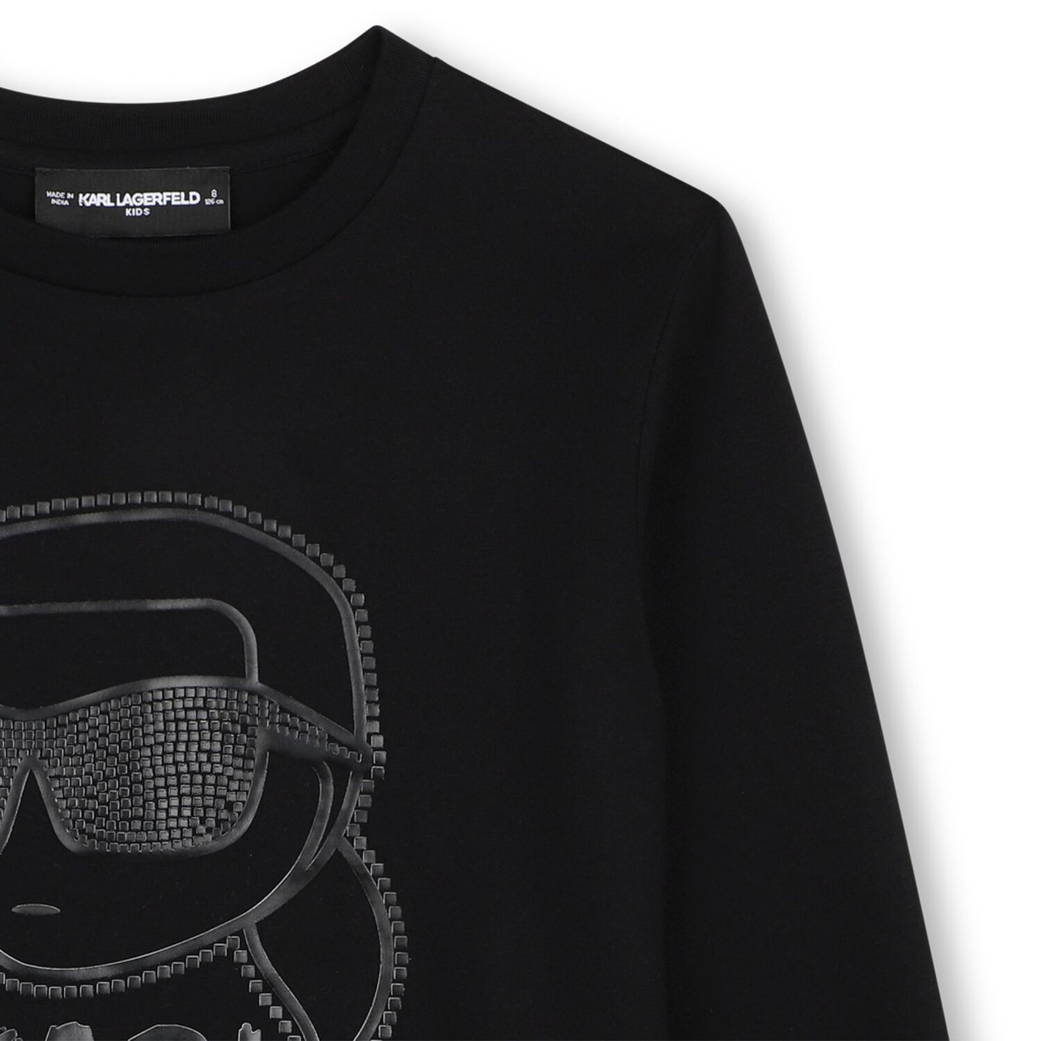 Boys Black Ikonik Karl Long Sleeve Top, 1, hi-res