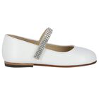 Girls White Swarovski Crystal Shoes, 5, hi-res