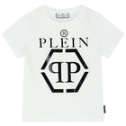 تيشيرت أولاد بالشعار باللون الابيض, 3, hi-res