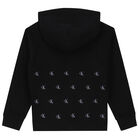 Boys Black Logo Hooded Top, 1, hi-res