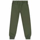 Boys Green Cotton Joggers, 1, hi-res
