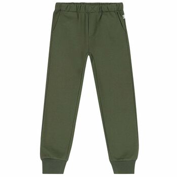 Boys Green Cotton Joggers