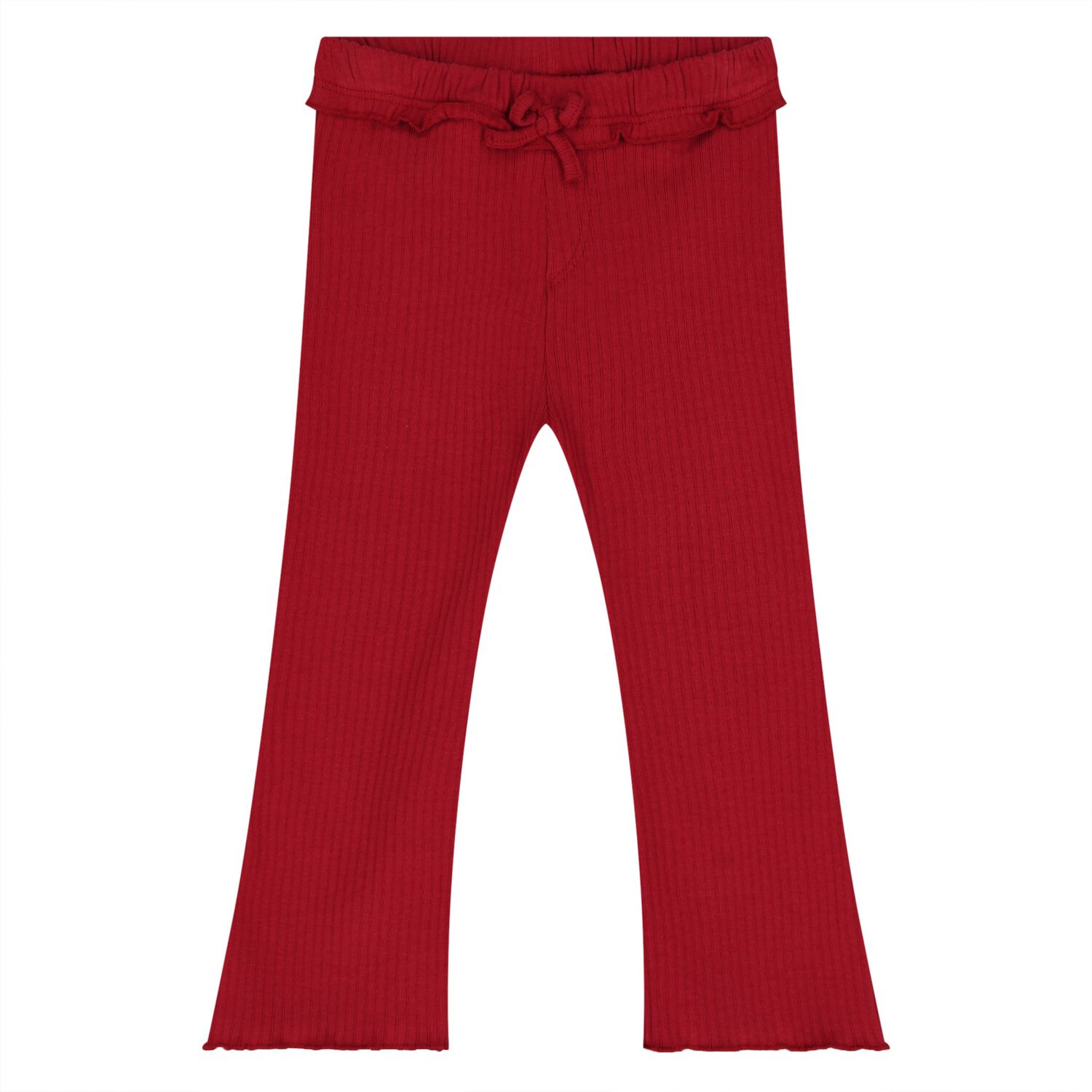 Younger Girls Red Ribbed Leggings, 1, hi-res