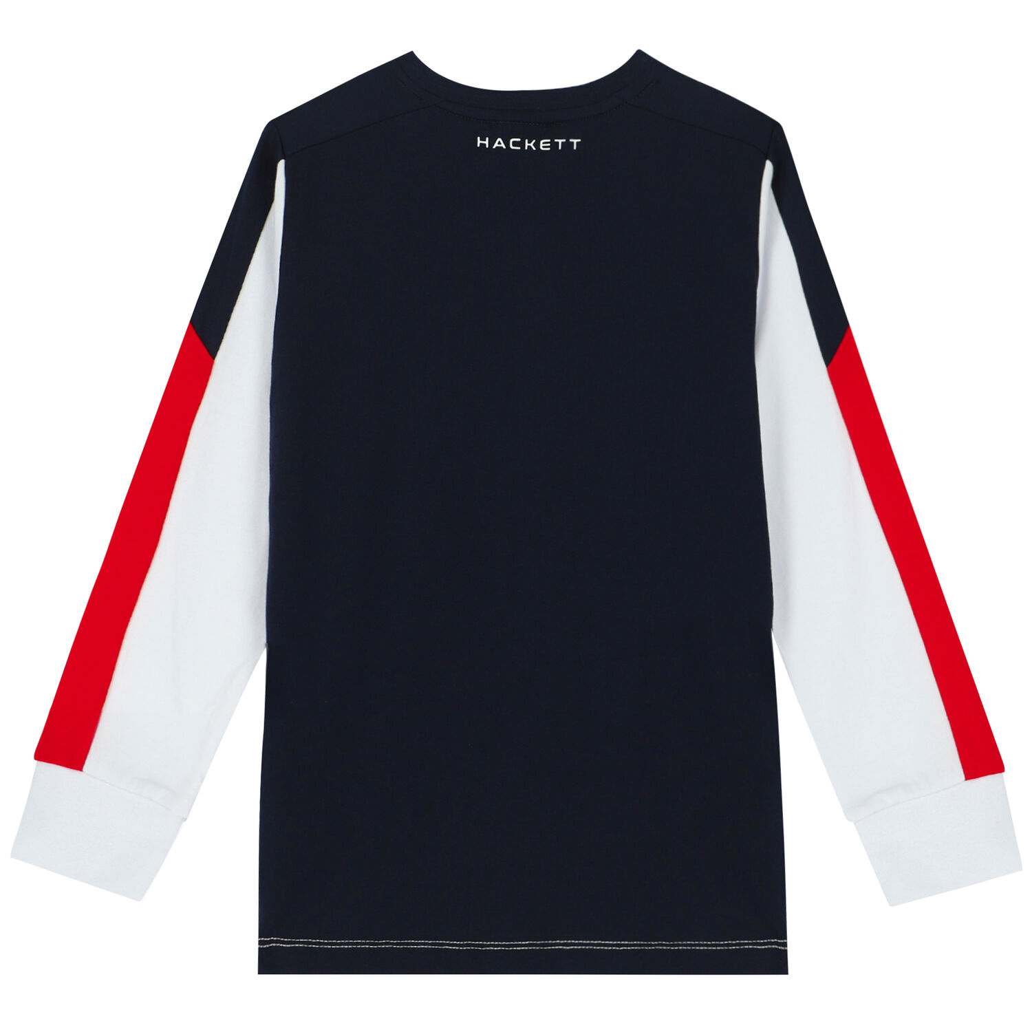 Boys White & Navy Logo Long Sleeve Top, 1, hi-res