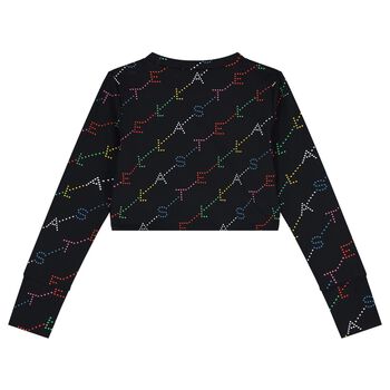 Girls Black Logo Long Sleeve Top