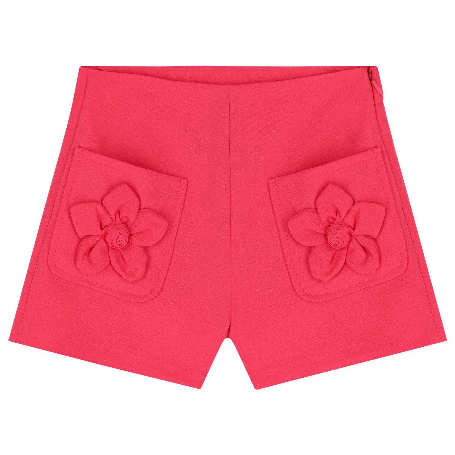 Girls Pink Crepe Flower Shorts Set, 1, hi-res
