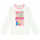Girls White Graphic Long Sleeve Top, 1, hi-res