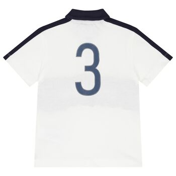 Boys White & Navy Blue Logo Polo Shirt