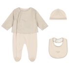 Beige Logo Babygrow Gift Set, 1, hi-res