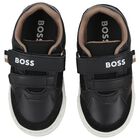 Boys Black Logo Trainers, 1, hi-res
