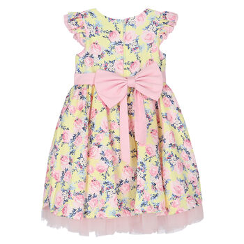 Girls Pink & Yellow Floral Dress