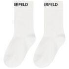 White Karl Ikonik Logo Socks (2 Pack), 1, hi-res
