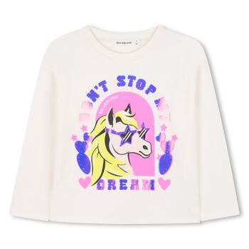 Girls Ivory Pony Long Sleeve Top