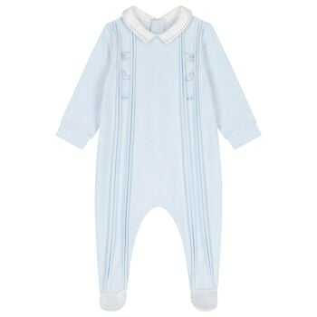 Baby Boys Blue Pintuck Babygrow 