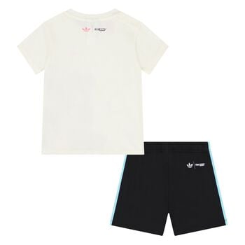 Younger Girls Ivory & Black Care Bears Shorts Set