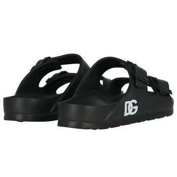 Black Logo Sandals