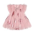 Baby Girls Pink Tulle Floral Dottie Dress, 1, hi-res