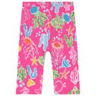 Younger Girls White & Pink  Floral Leggings Set, 1, hi-res